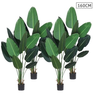 4X 160cm Artificial Green Indoor Traveler Banana Fake Decoration Tree Flower Pot Plant