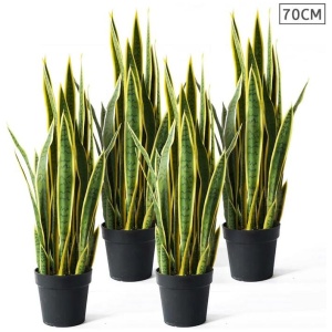 4X 70cm Artificial Indoor Yellow Edge Tiger Piran Fake Decoration Tree Flower Pot Plant