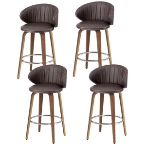 4x Artiss Bar Stools Dining Chairs Contoured Leather Wood Stool