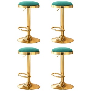 4x Artiss Bar Stools Kitchen Dining Chairs Velvet Padded Stool Green