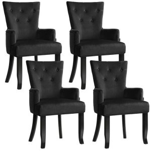 4x Artiss Dining Chairs Velvet French Provincial Armchair Black