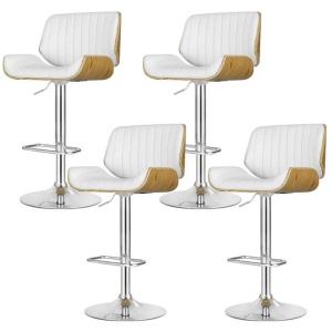 4x Bar Stools Adjustable Leather Chairs