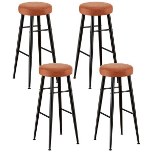 4x Bar Stools Kitchen Dining Chairs Counter Round PU leather Lane Brown