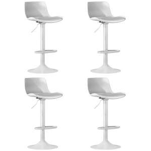 4x Bar Stools Kitchen Swivel Gas Lift Stool Leather Dining Chairs White