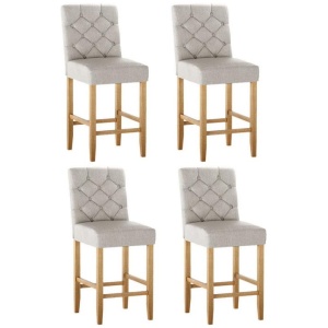 4x Bar Stools Linen Upholstered Chairs