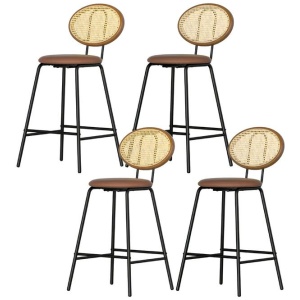 4x Bar Stools PU Leather Stools Brown
