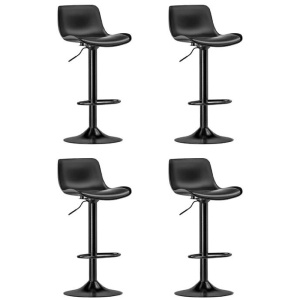 4x Bar Stools Padded Seat Gas Lift Black