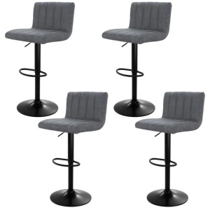 4x Bar Stools Vintage Leather Gas Lift Grey