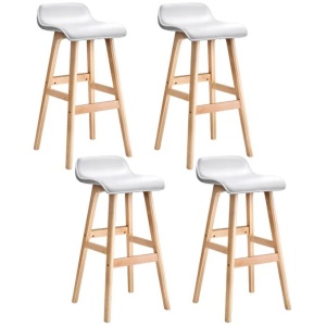 4x Bar Stools Wooden Stool White