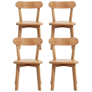 4x Dining Chairs Wooden Kitchen Accent Chair Cafe Lounge Rubber Wood