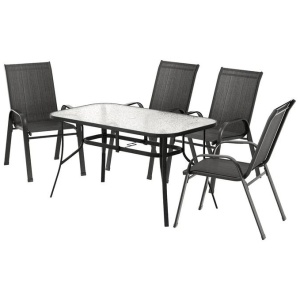 5PC Outdoor Dining Set Table and Chairs Patio Furniture Bistro Set Garden Black