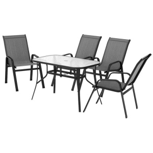 5PC Outdoor Dining Set Table and Chairs Patio Furniture Bistro Set Garden Grey