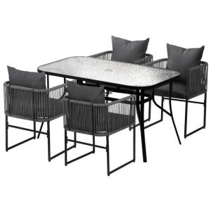 5PC Outdoor Dining Set Table and Chairs Patio Furniture Garden Bistro Set Black