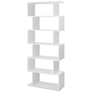 6 Tier Wooden Bookcase Display Shelf Cabinet - White