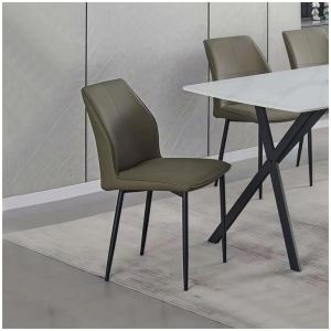 6x Dining Chair Brown Faux Leather Upholstered Seat Powder Coated Iron Legs