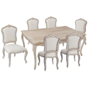 7pcs medium Sizes Oak Wood White Washed Finish Dining Set
