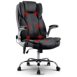 8 Point PU Leather Massage Chair - Black