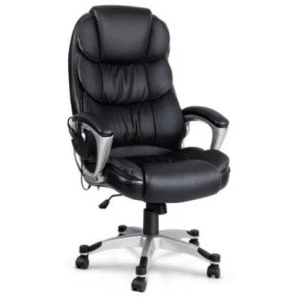 8 Point PU Leather Reclining Massage Chair - Black
