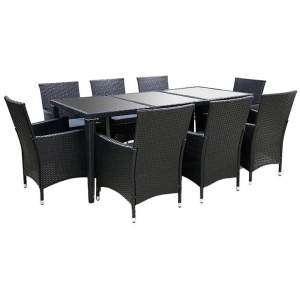 9 Piece Outdoor Dining Set - Black