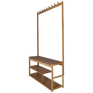 97x168cm Hallway Bench Coat Rack Stand Multifunctional Hall Shelf Entryway