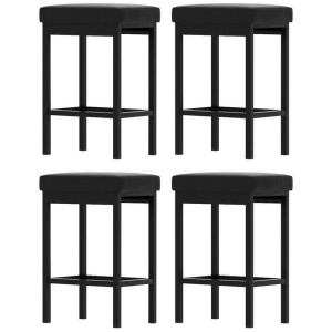 A Set of 4 Metal Bar Stools PU Seat Dining Counter Chairs