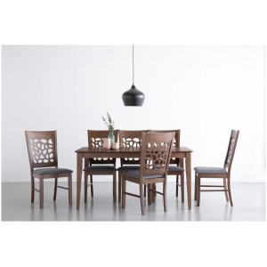 ALLEGRO Dining Table + 6x ASBEL Dining Chair - 7 Piece Dining Set - Cocoa