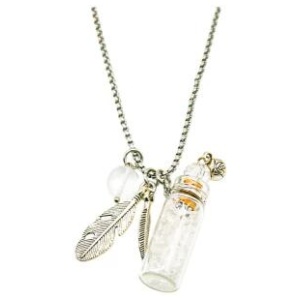 AMRITA COURT Aroma Necklace Crystal Bottle Clear Quartz + Purify Essential Oil Blend 10ml Pack