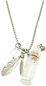 AMRITA COURT Aroma Necklace Crystal Bottle Clear Quartz + Purify Essential Oil Blend 10ml Pack