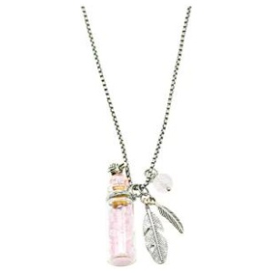 AMRITA COURT Aroma Necklace Crystal Bottle Rose Quartz + Purify Essential Oil 10ml Pk