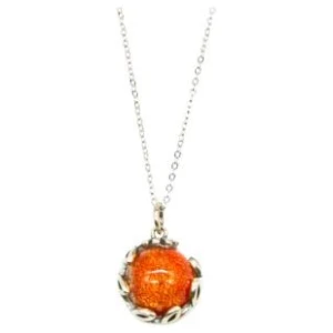 AMRITA COURT Aroma Necklace White Gold Planet Solstice Sunburst (Bright Red) + Purify Essential Oil