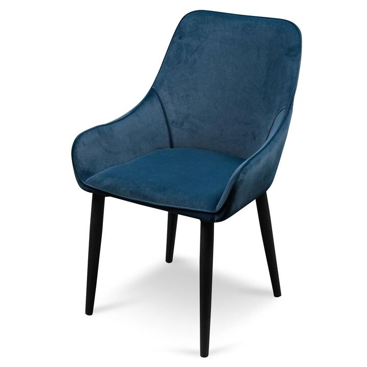 Acosta Dining Chair - Navy Blue Velvet in Black Legs - Last One by Interior Secrets - AfterPay Available