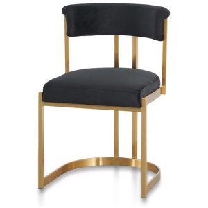 Adela Black Velvet Dining Chair - Golden Base by Interior Secrets - AfterPay Available