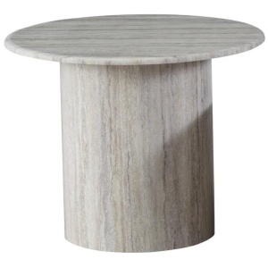 Adelise Artificial-Marble Round End Lamp Side Table Grey