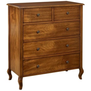 Adelle French Provincial Solid Wooden Chest Of Drawers Tallboy Storage Cabinet - Walnut