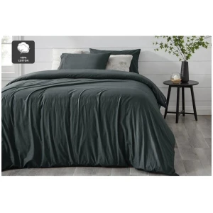 Aesop Stone Wash 100% Cotton Quilt Cover Set - Charcoal, King