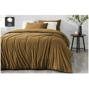 Aesop Stone Wash 100% Cotton Quilt Cover Set - Mustard, Queen