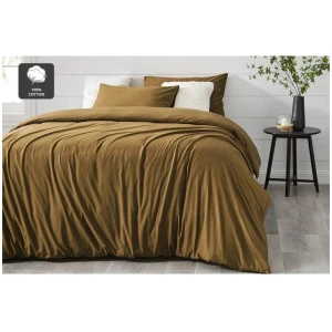 Aesop Stone Wash 100% Cotton Quilt Cover Set - Mustard, Queen