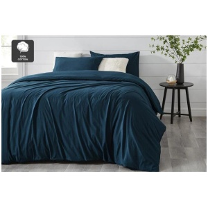 Aesop Stone Wash 100% Cotton Quilt Cover Set - Sky, Queen