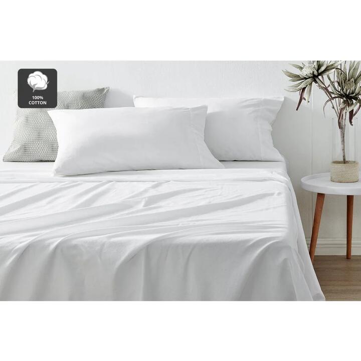Aesop Stone Wash 100% Cotton Sheet Set - White, King