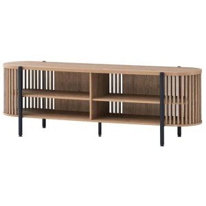 Ailani Wooden TV Stand Entertainment Unit 2-Tier Shelves 180cm Slat Oak