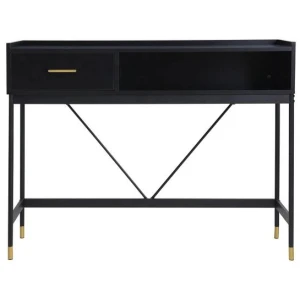 Alcone Hallway Console Hall Wooden Table W/ Gold Accents - Satin Black