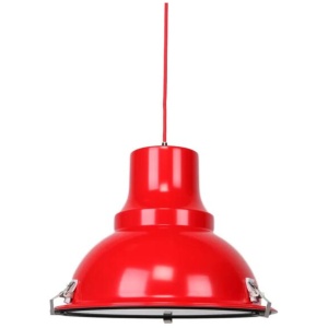 Aldous Industrial Classic Cord Drop Dome Pendant Light Lamp - Flame Red