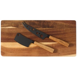 Alex Liddy Slate & Co Acacia Serving Board with Set of 2 Cheese Knives