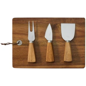 Alex Liddy Slate & Co Acacia Serving Board with Set of 3 Cheese Knives