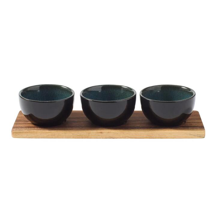 Alex Liddy Slate & Co Serving Board with Set of 3 Bowls