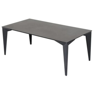 Alexandra Modern Rectangular Coffee Table Ceramic Top Metal Frame - Nero