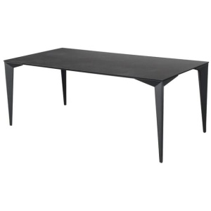 Alexandra Modern Rectangular Kitchen Dining Table Ceramic Metal Frame 200cm - Nero