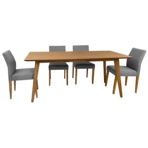 Alexandria Dining Set 180cm Dining Table & 6 Hayne Fabric Dining Chair Grey