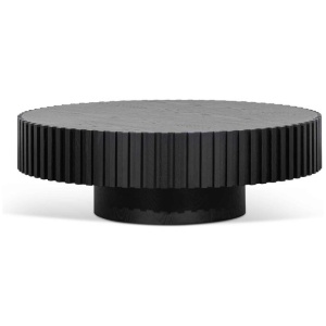 Alfaro Oak Round Coffee Table - Black by Interior Secrets - AfterPay Available