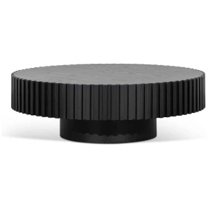 Alfaro Oak Round Coffee Table - Black by Interior Secrets - AfterPay Available